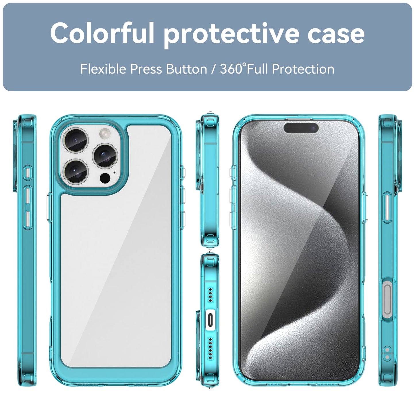 Iphone 16 Pro Max Soft Gel Case [Clear Blue]