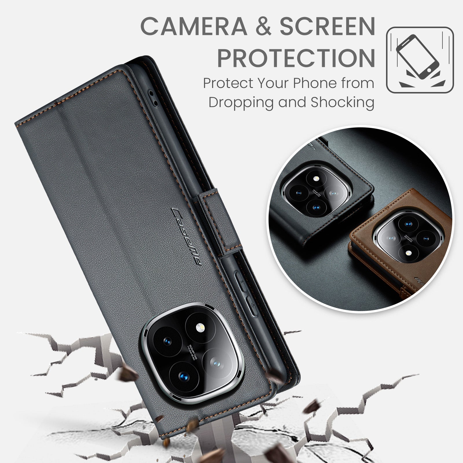 Xiaomi Redmi Note 14 Pro Plus 5G Pu Wallet Case [Black]