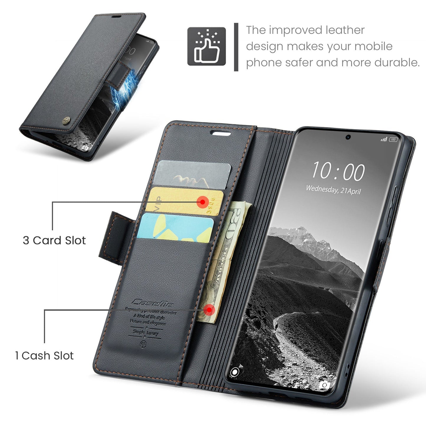 Xiaomi Redmi Note 14 Pro Plus 5G Pu Wallet Case [Black]