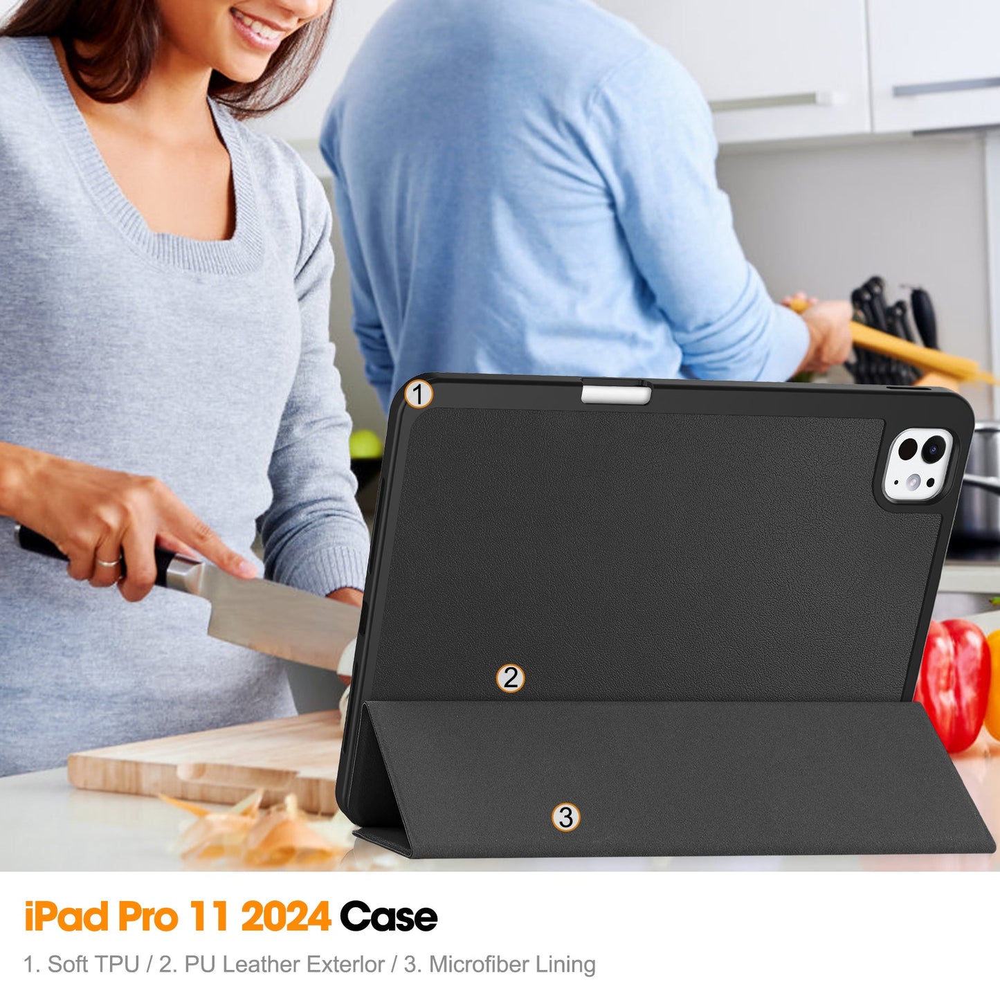 Ipad Pro 11" (M4 2024, M5 2025) Pen Holder Case [Black]