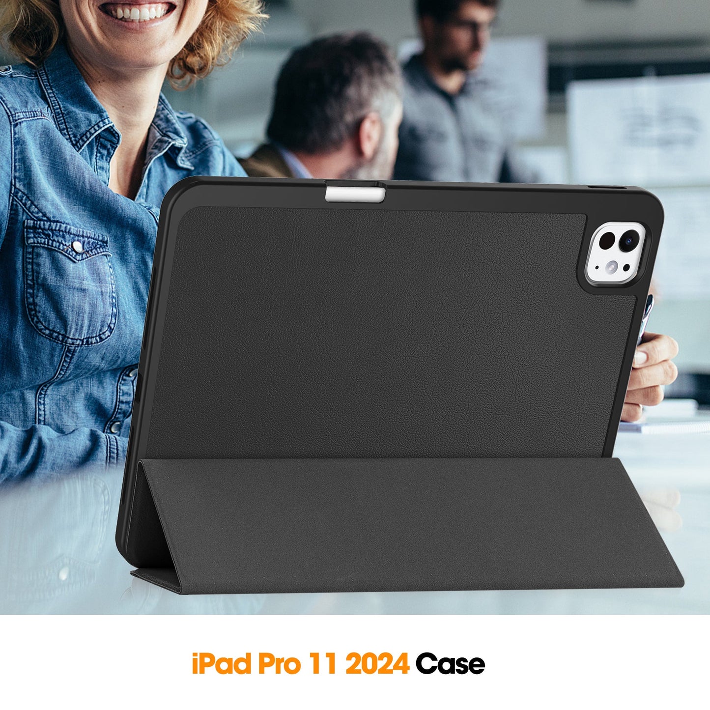 Ipad Pro 11" (M4 2024, M5 2025) Pen Holder Case [Black]