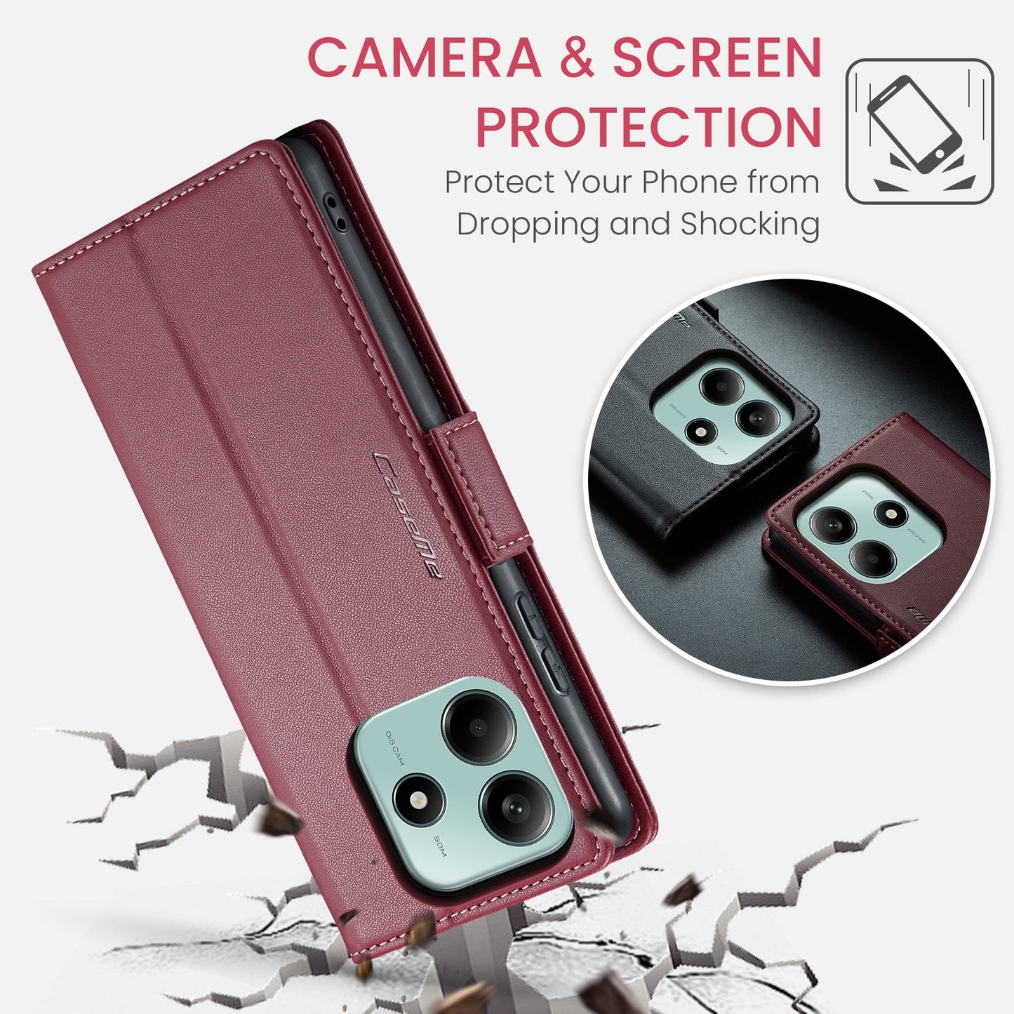 Xiaomi Redmi Note 14 5G Pu Wallet Case [Maroon]