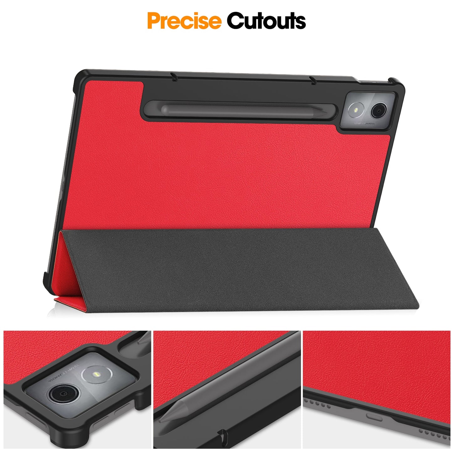 Lenovo Idea Tab Pro 12.7" Tb373 Tri-fold Pu Case [Red]