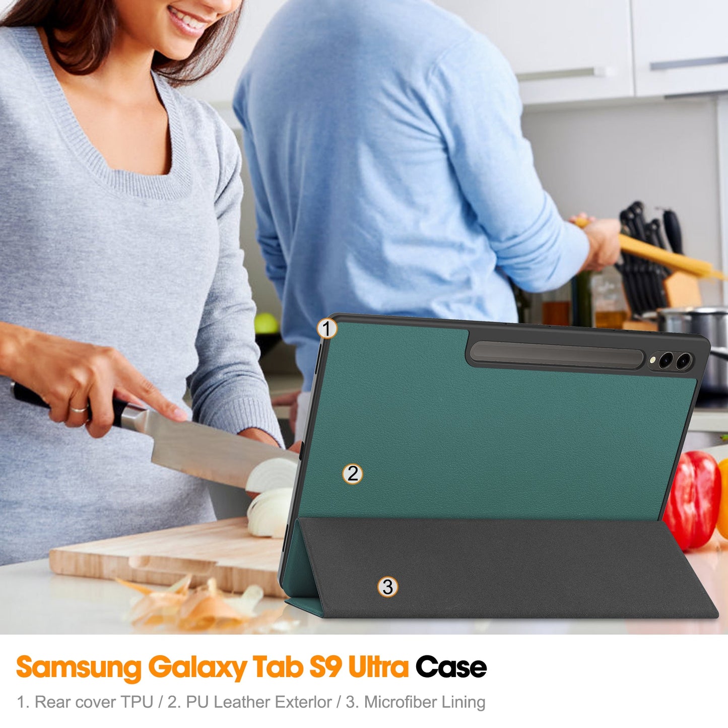Galaxy Tab S10 Ultra X920 Tri-fold Pu Case [Teal]