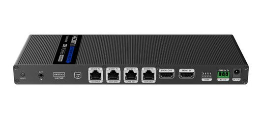 LENKENG 1-In-4-Out 4K@60Hz HDMI Extender. 1x HDMI in - 4x RJ45 out. PoC. Compatible with CAT6 & above. Transmit up to 70m - Plug & Play - Wall-mountable - Supports EDID - Includes 1x Transmitter & 4x Rx.