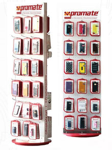 PROMATE Retail Point of Sale Stand. 52 x 180 x 55cm. 60x Hooks: 15cm. Double Sided Rotatable (PRODISPLAY-6)