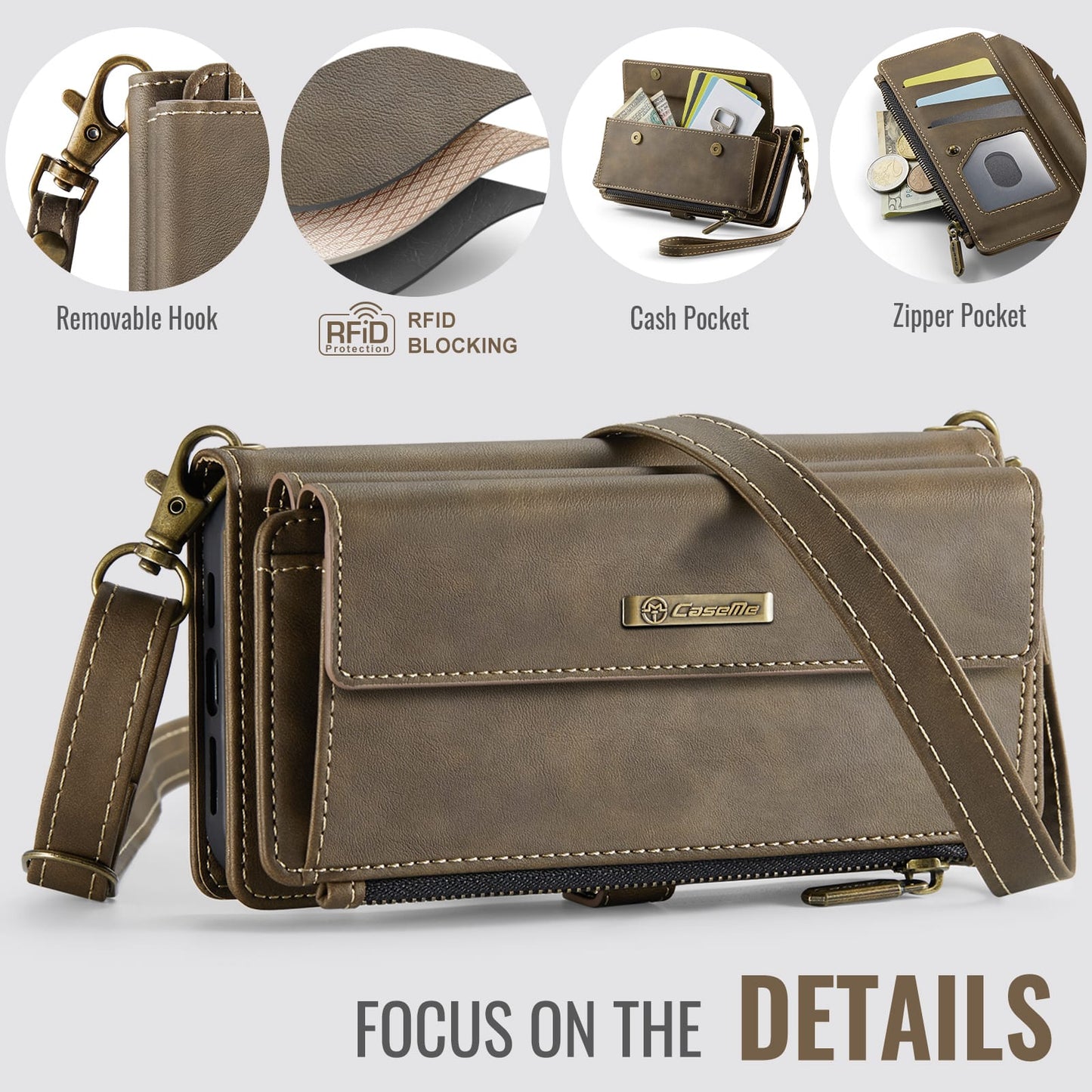 Iphone 14 Pro Crossbody Wallet [Coffee]