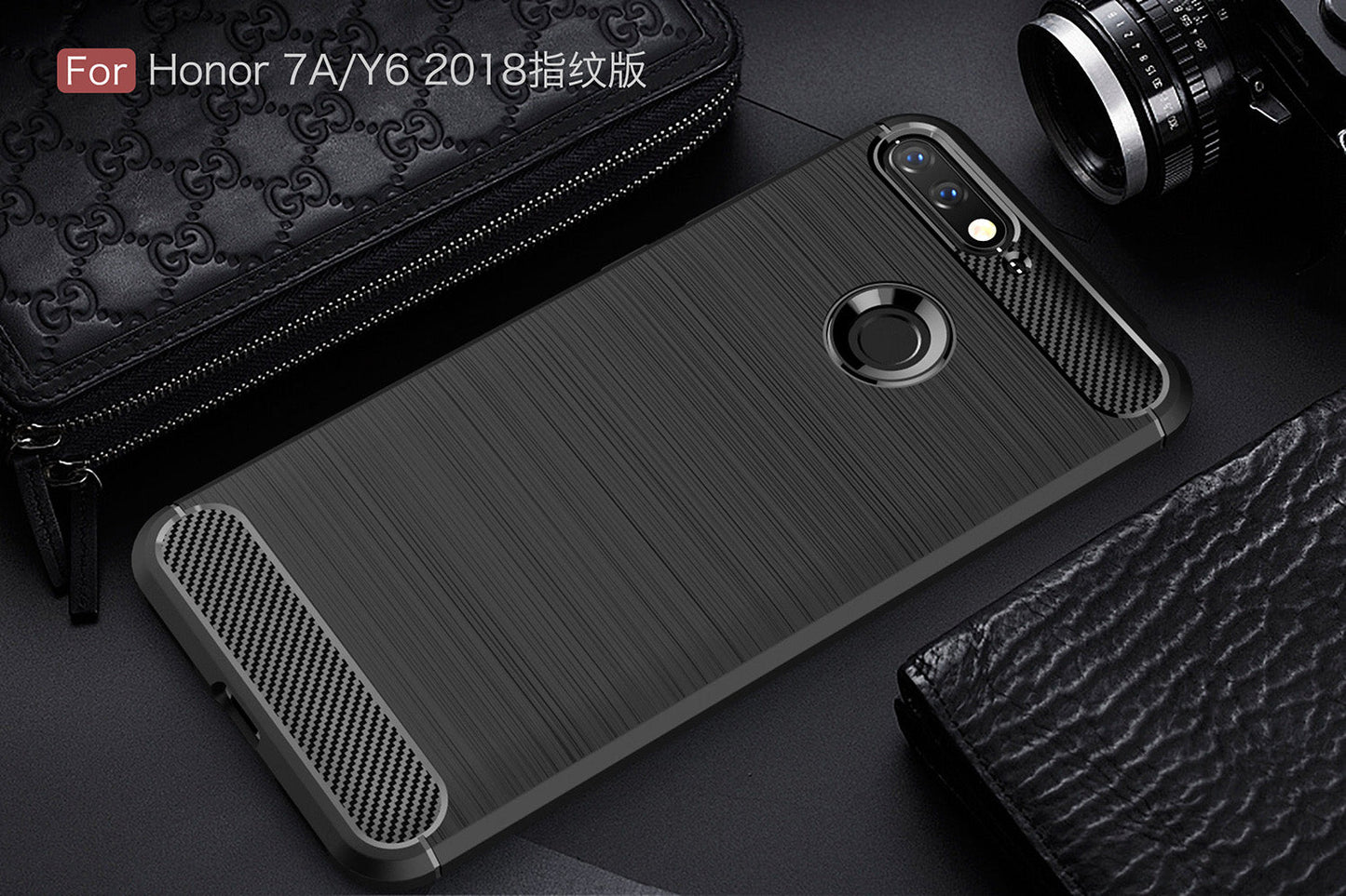 Huawei Y6 2018 Carbon Fibre Case [Black]