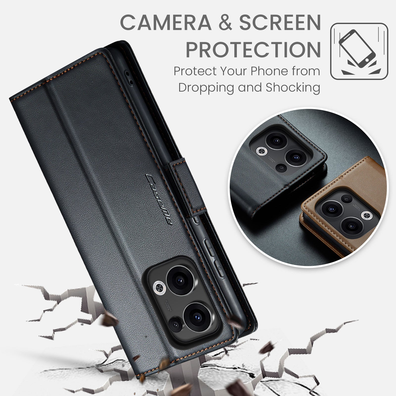 Oppo Reno 13 5G Pu Wallet Case [Black]