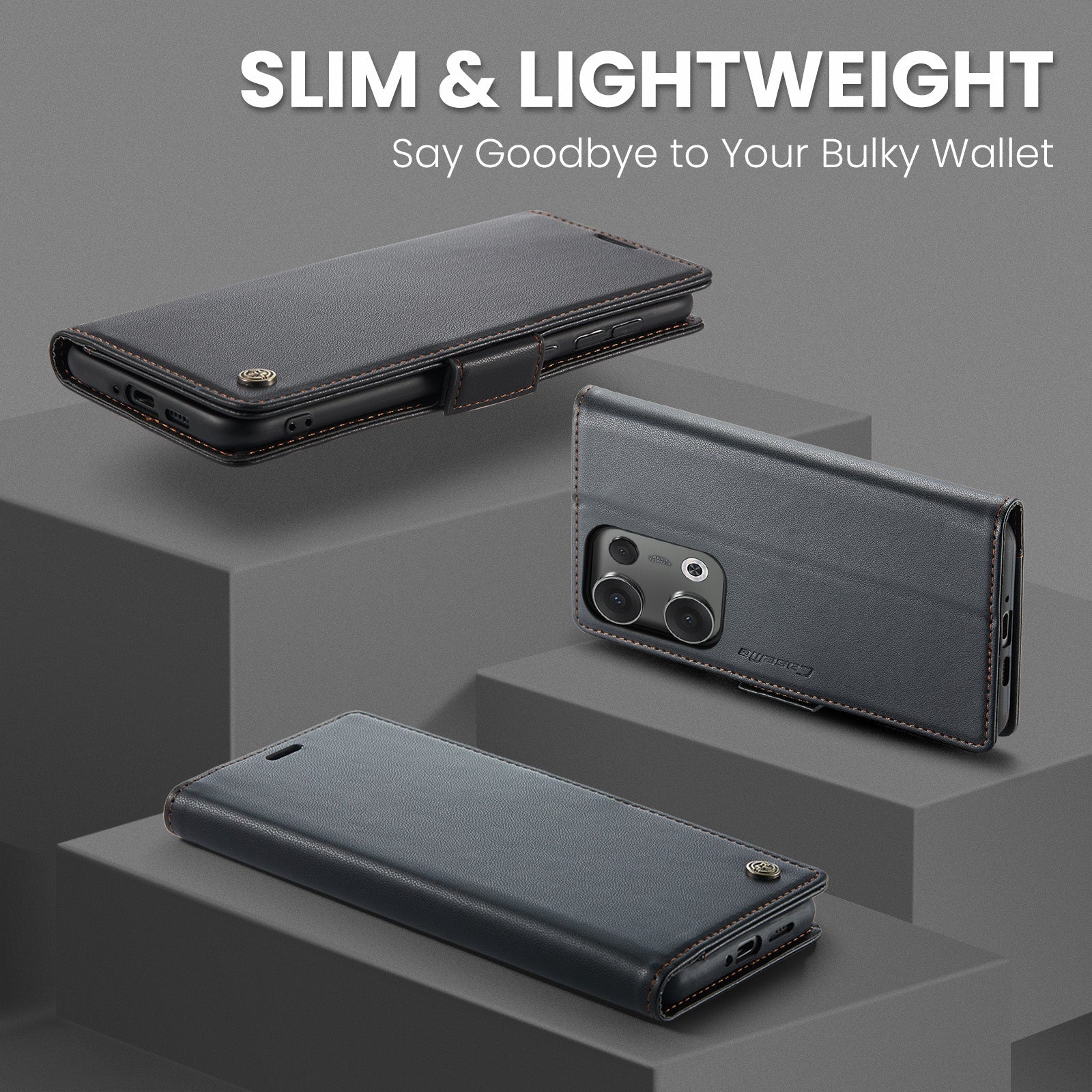 Oppo Reno 13 5G Pu Wallet Case [Black]