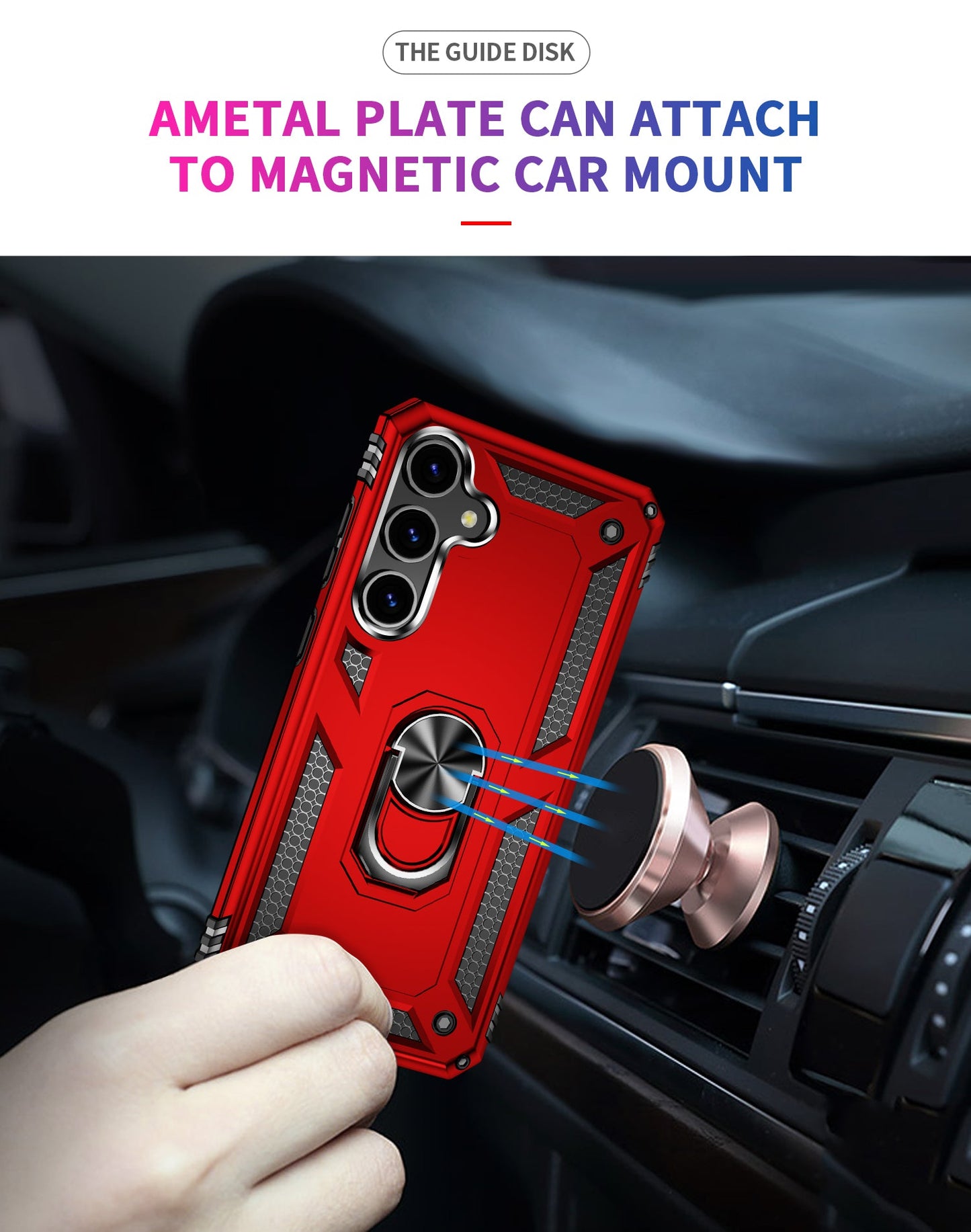 Galaxy S24 Military Armour Ring Case [Red]