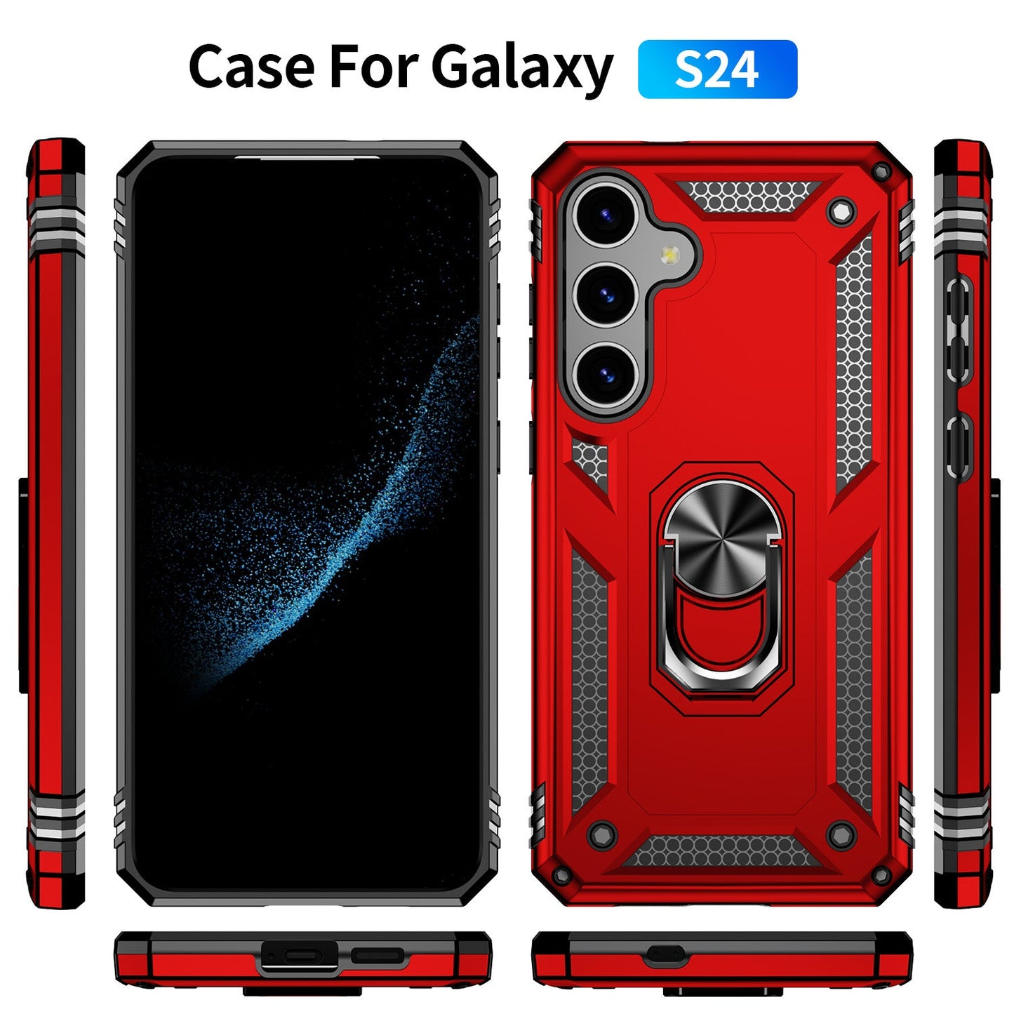 Galaxy S24 Military Armour Ring Case [Red]