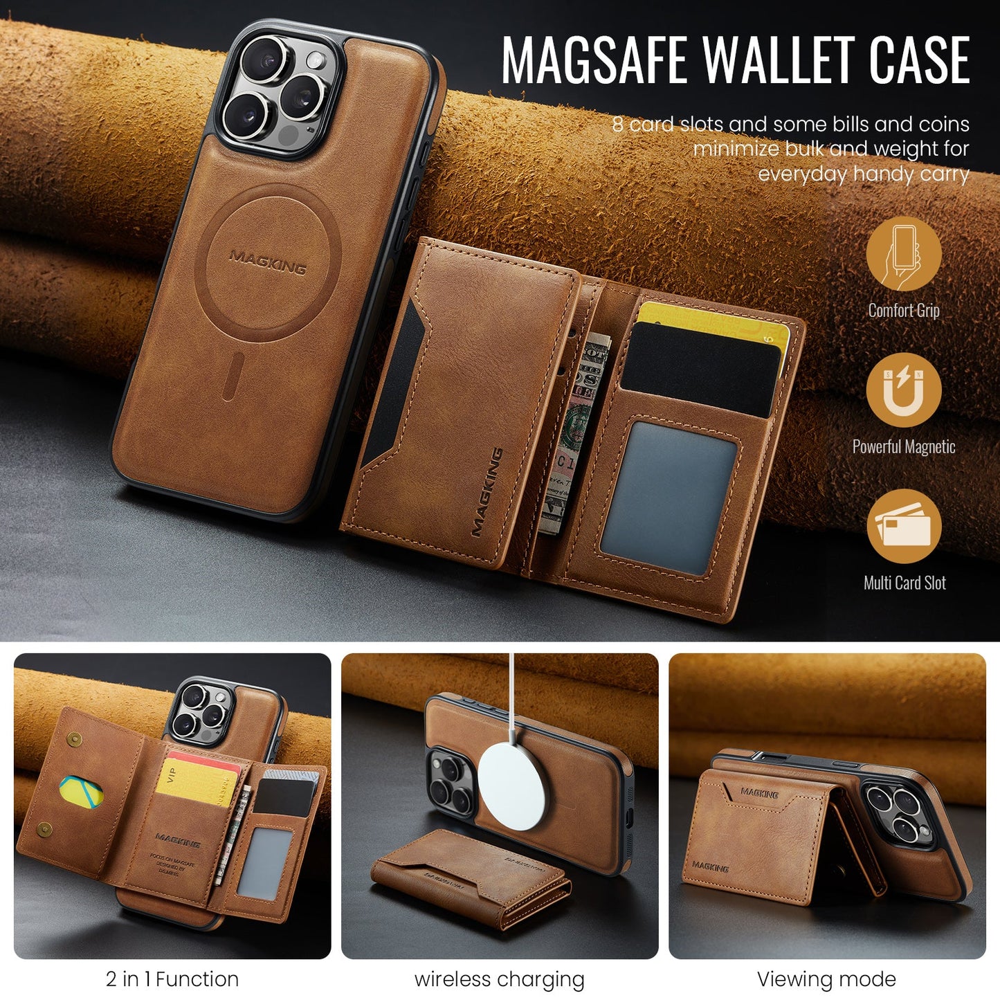 Iphone 16 Pro Max Magsafe Wallet [Brown]