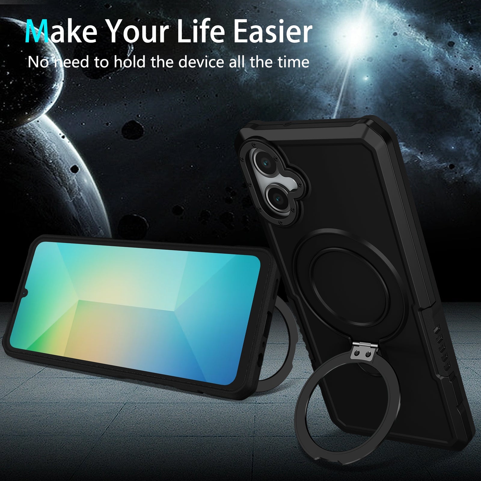 Galaxy A06 4G Kickstand Heavy Duty Case [Black]