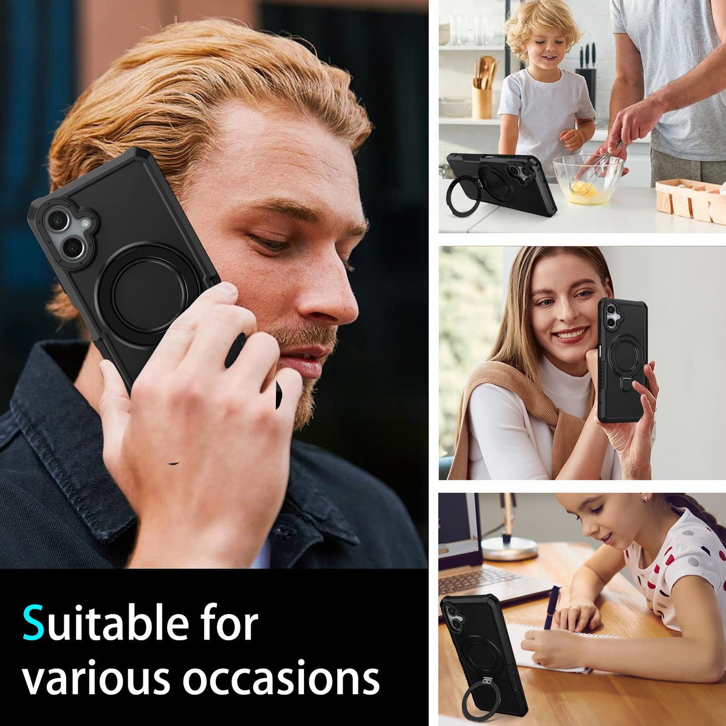 Galaxy A06 4G Kickstand Heavy Duty Case [Black]