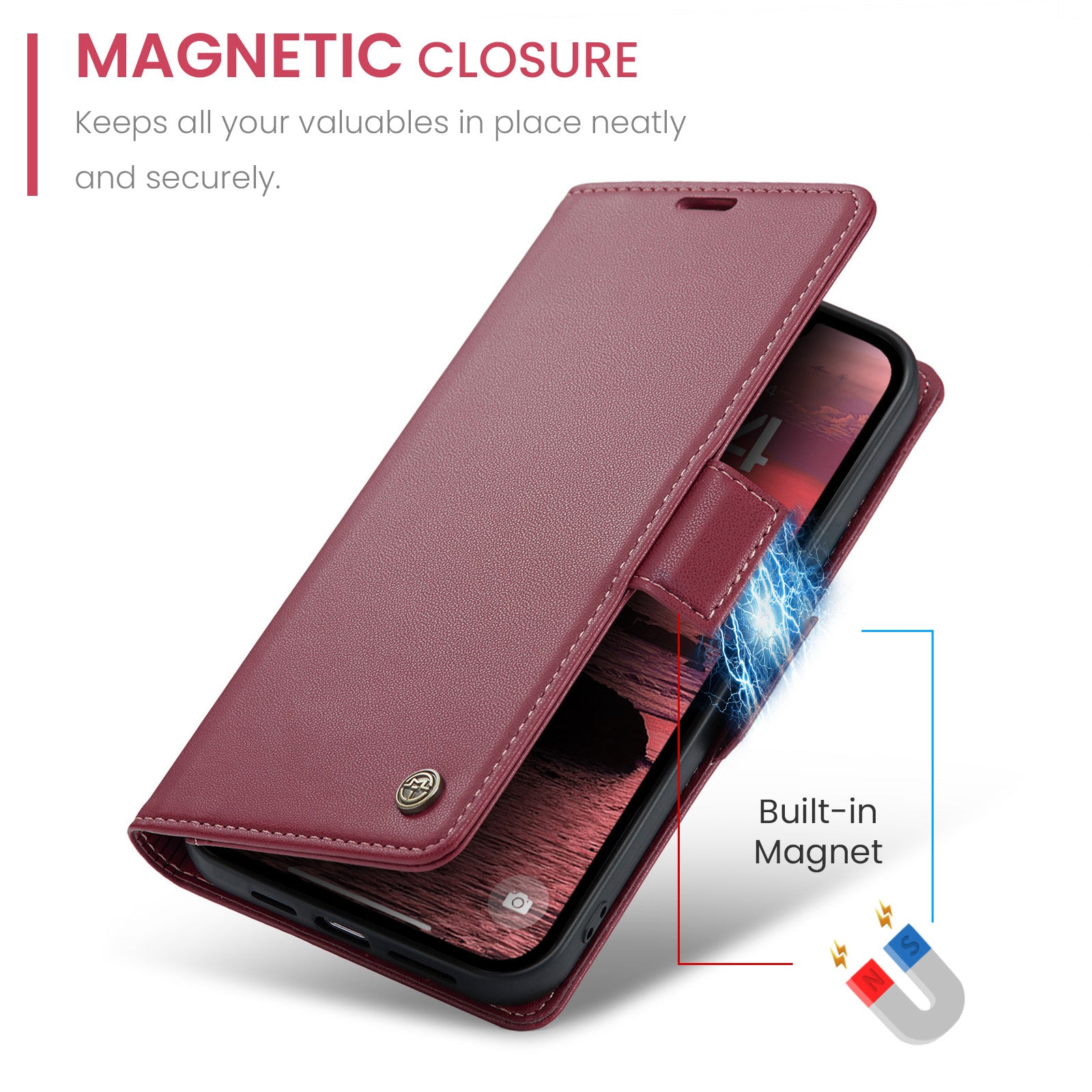 Apple iPhone 16E Pu Wallet Case [Maroon]