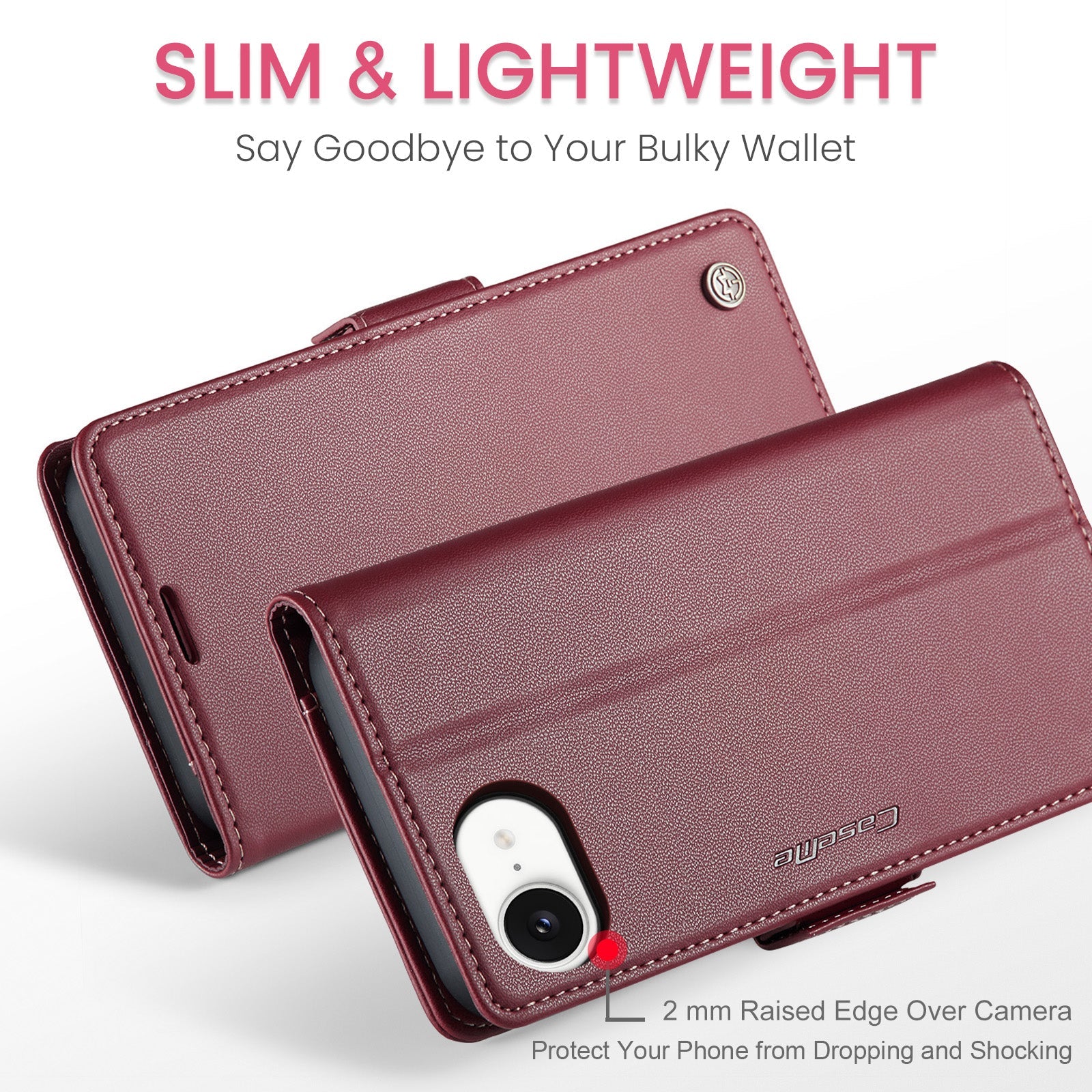 Apple iPhone 16E Pu Wallet Case [Maroon]