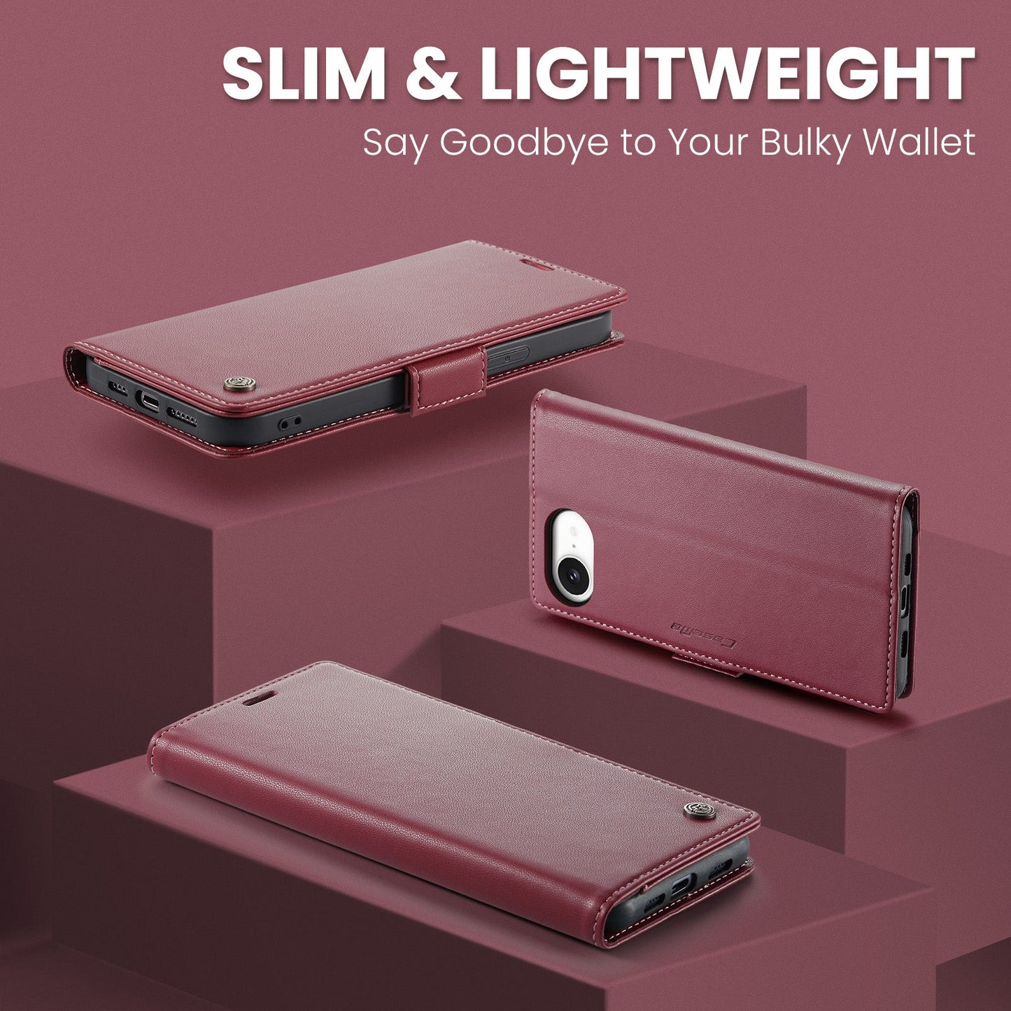 Apple iPhone 16E Pu Wallet Case [Maroon]