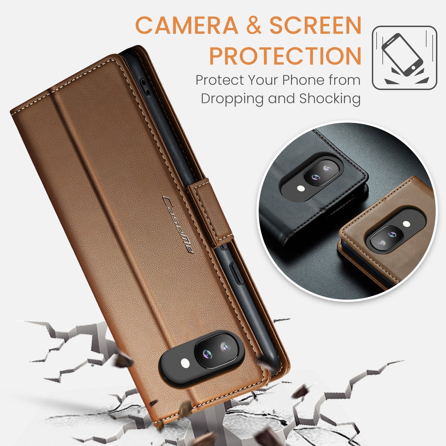 Google Pixel 9A Pu Wallet Case [Brown]