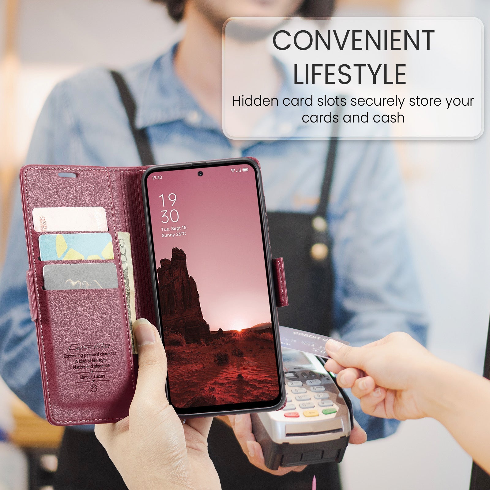 Oppo Reno 13 5G Pu Wallet Case [Maroon]