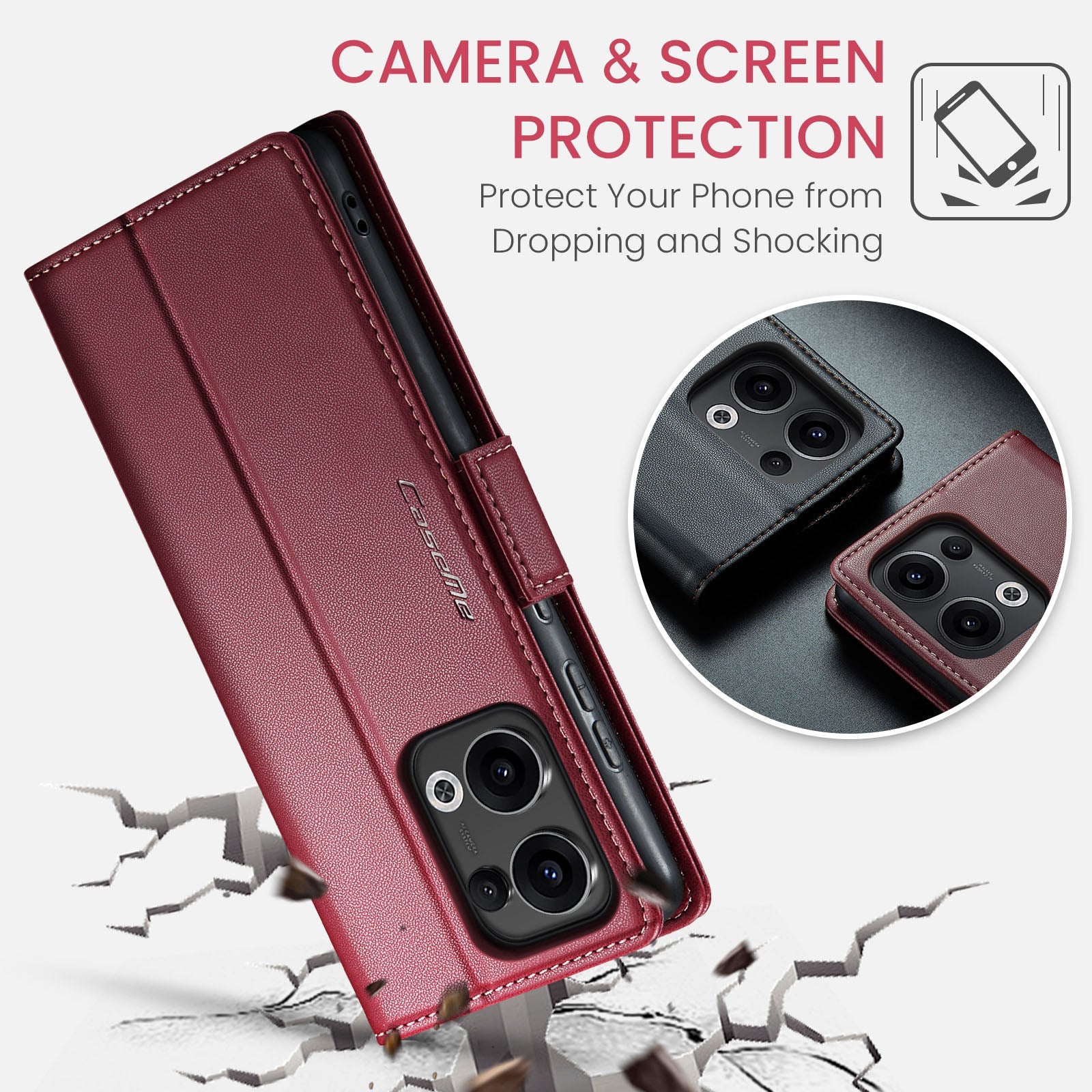 Oppo Reno 13 5G Pu Wallet Case [Maroon]