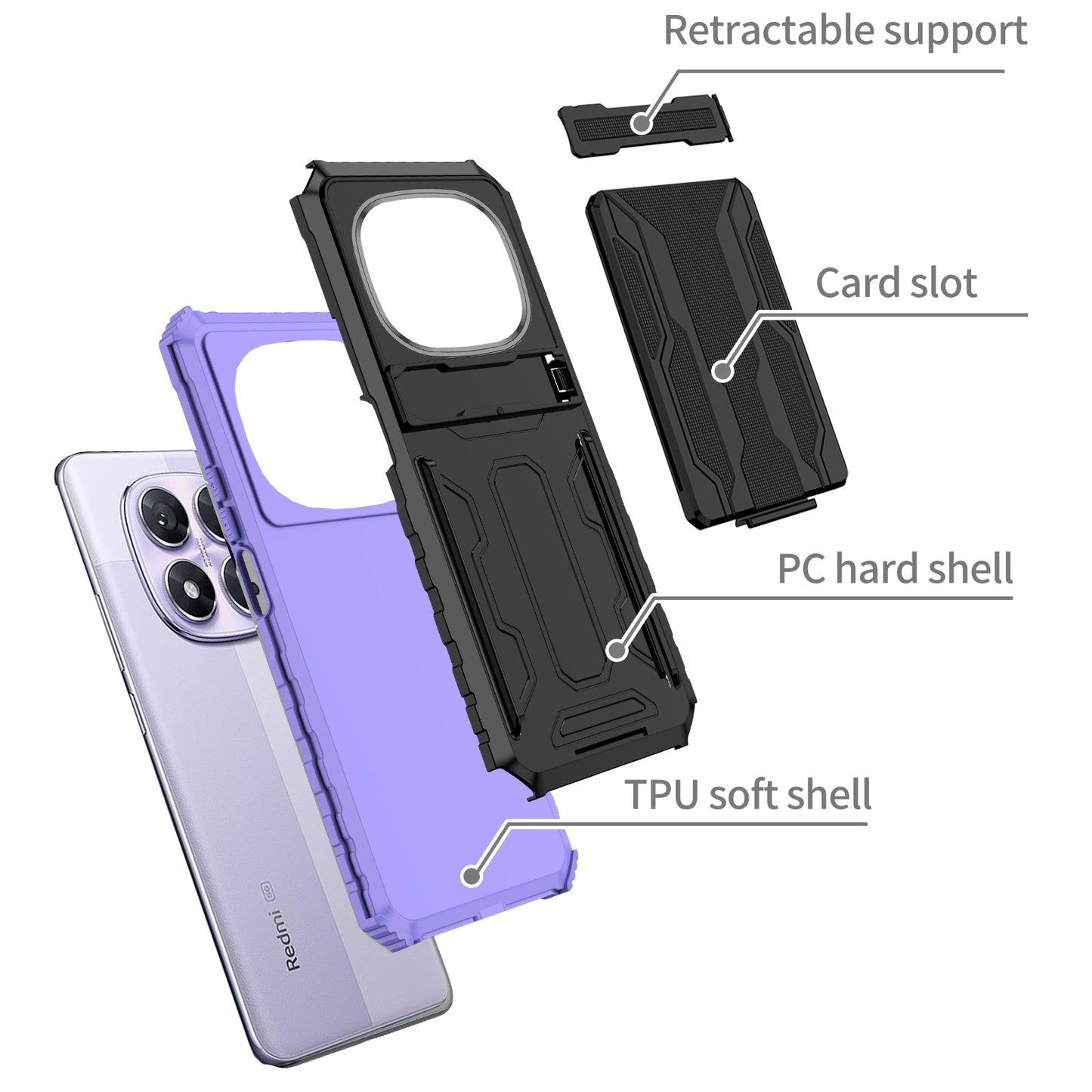Xiaomi Redmi Note 14 Pro 5G Heavy Duty Case [Purple]