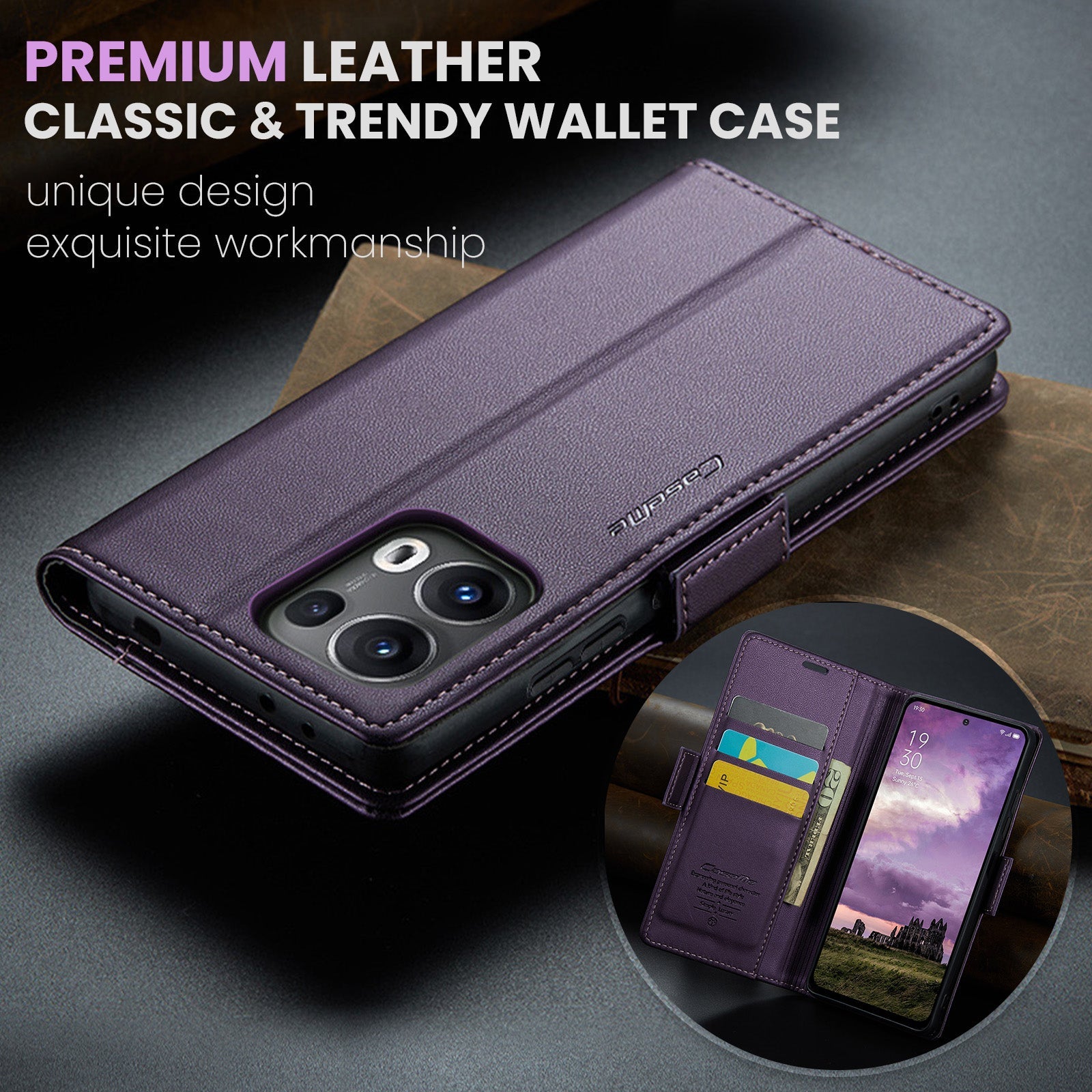 Oppo Reno 13 Pro 5G Pu Wallet Case [Purple]