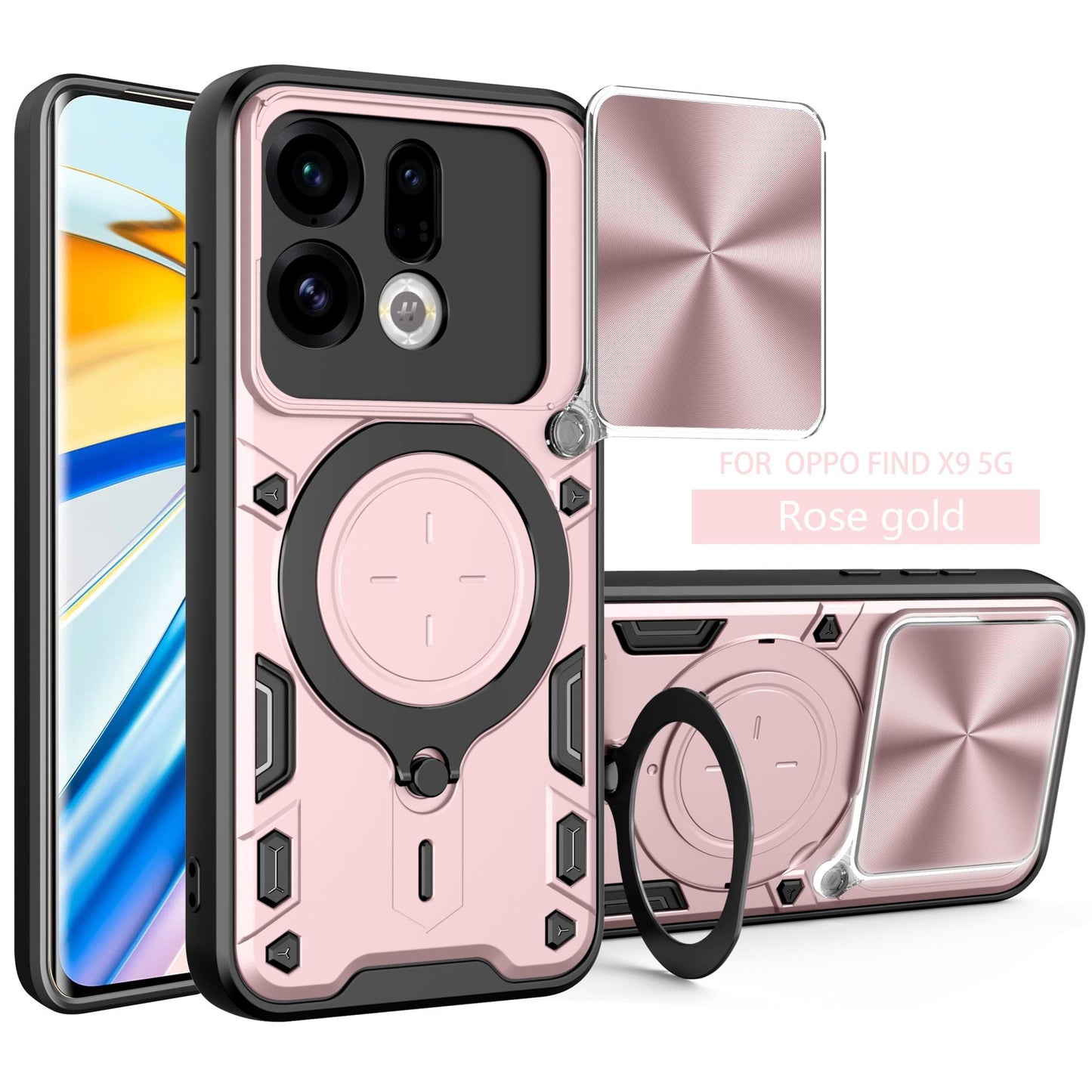 Oppo Find X9 Ring Kickstand Case [Rose Gold]