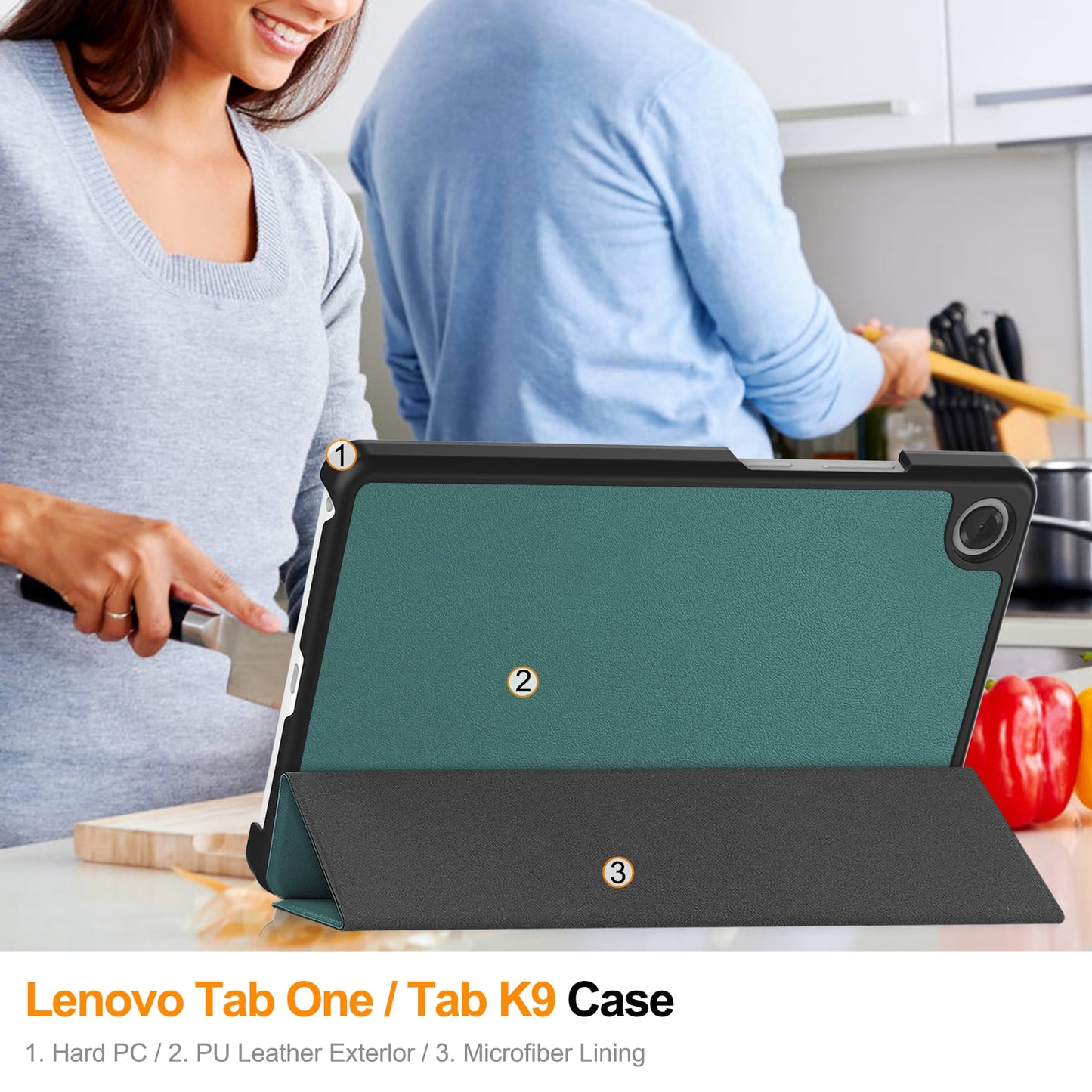 Lenovo Tab One 8.7" Tri-fold Pu Case [Teal]