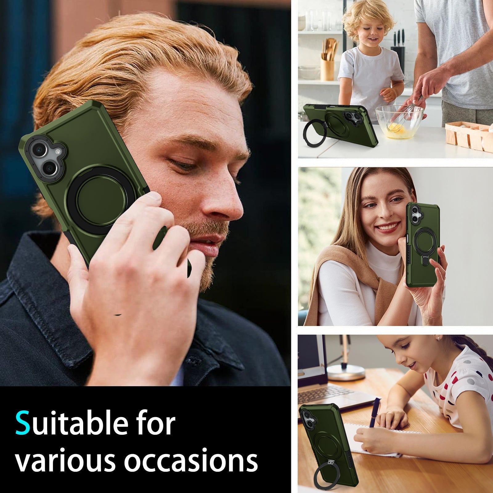 Galaxy A06 4G Kickstand Heavy Duty Case [Green]