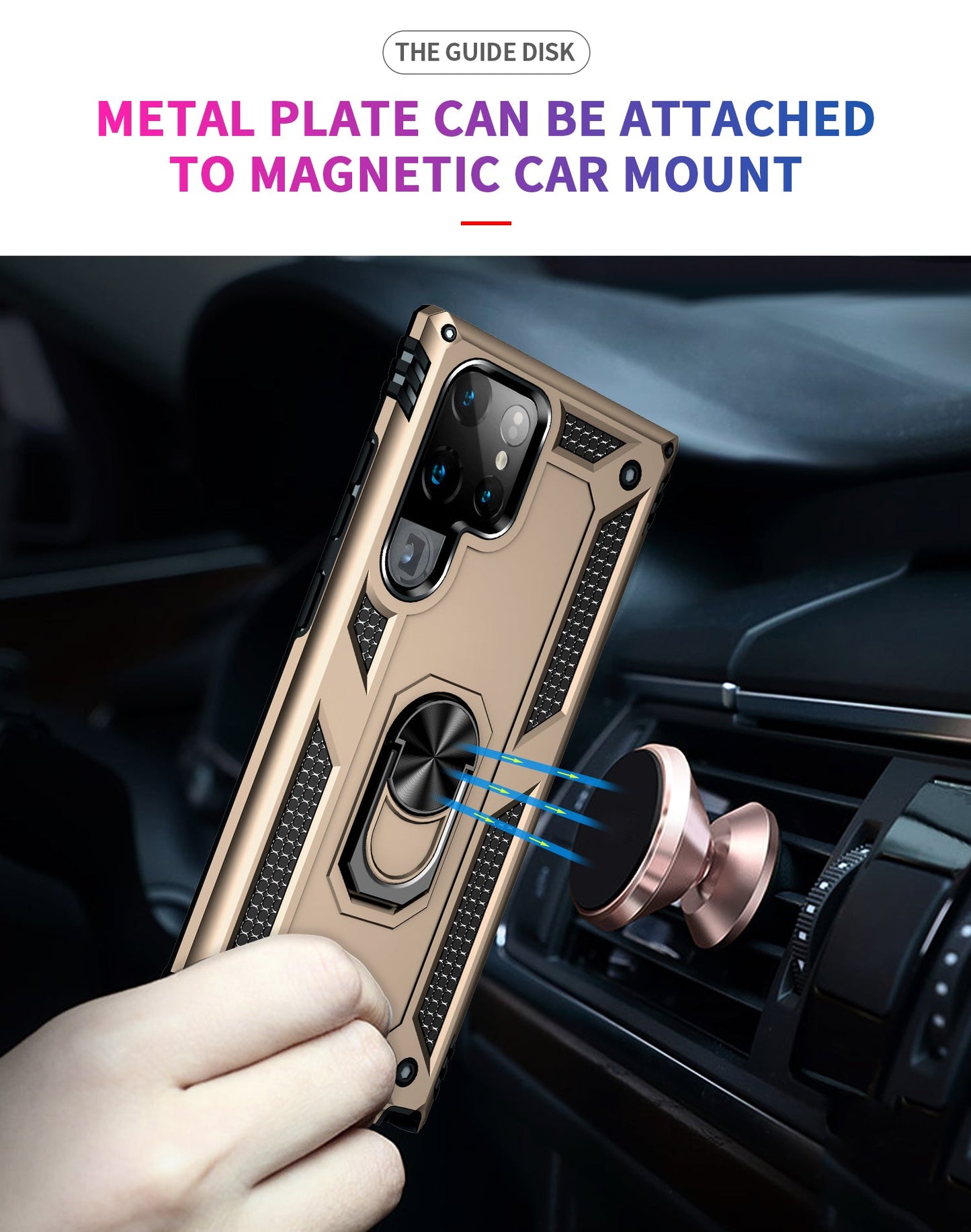 Galaxy S22 Ultra Military Armour Ring Case [Gold]
