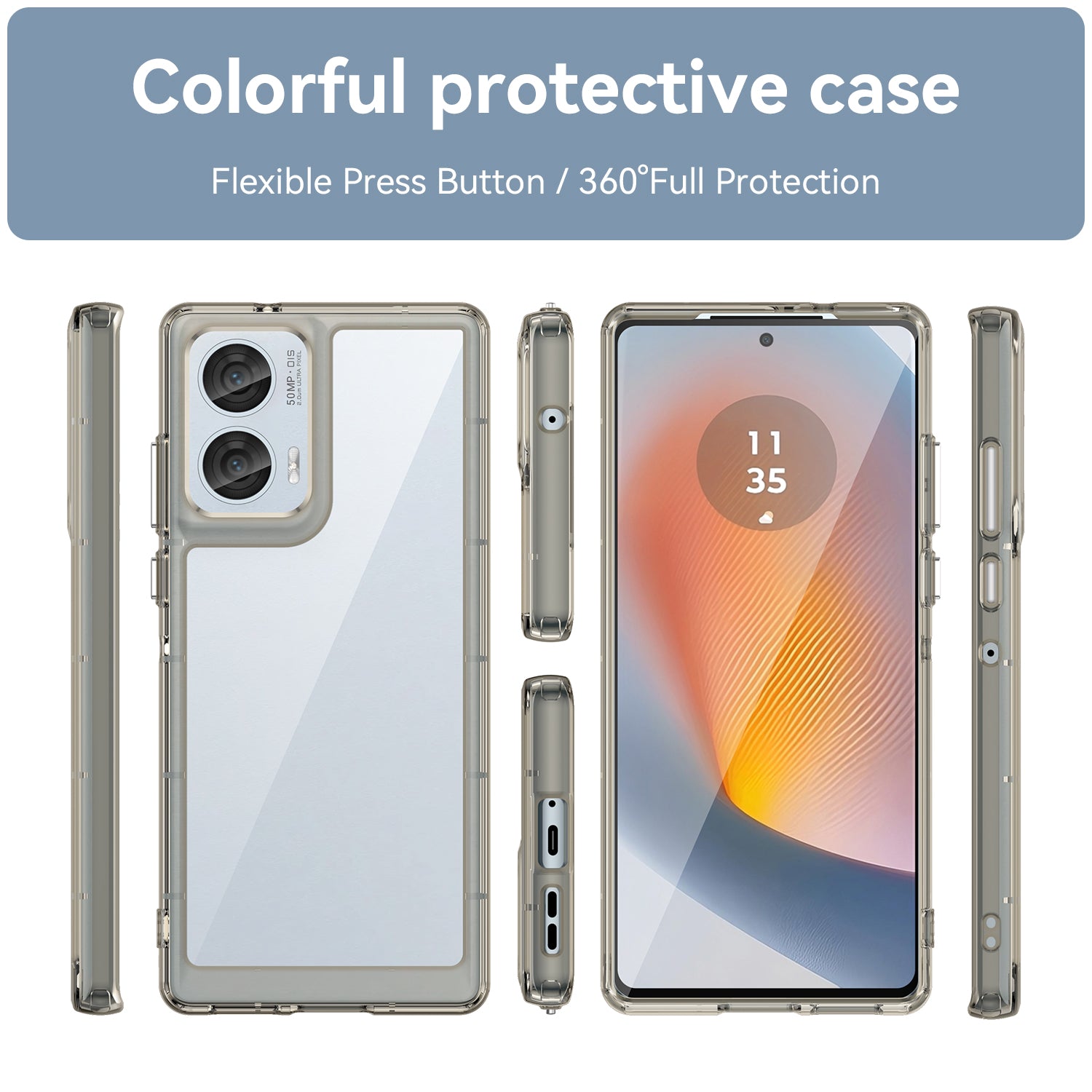 Moto Edge 50 Fusion Soft Gel Bumper Case [Clear Grey]