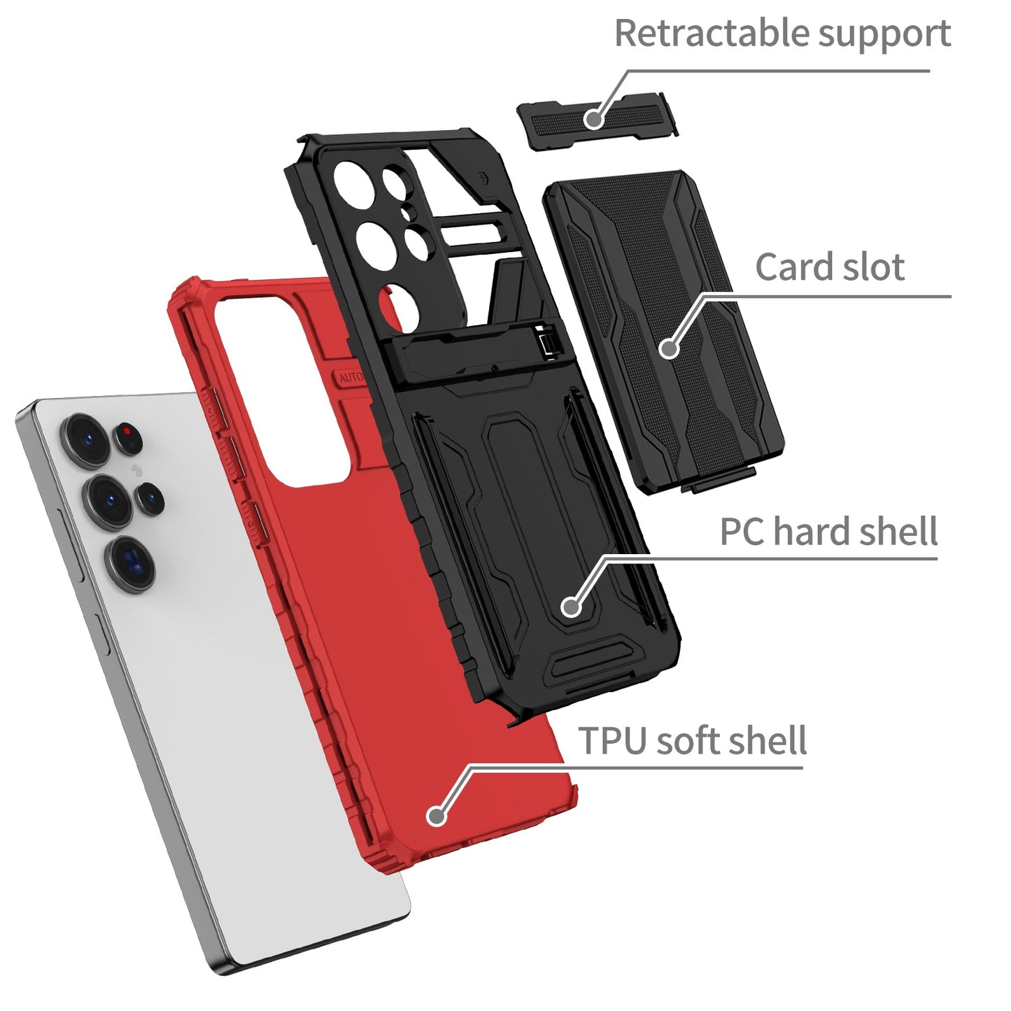 Galaxy S25 Ultra Kickstand Heavy Duty Case [Red]