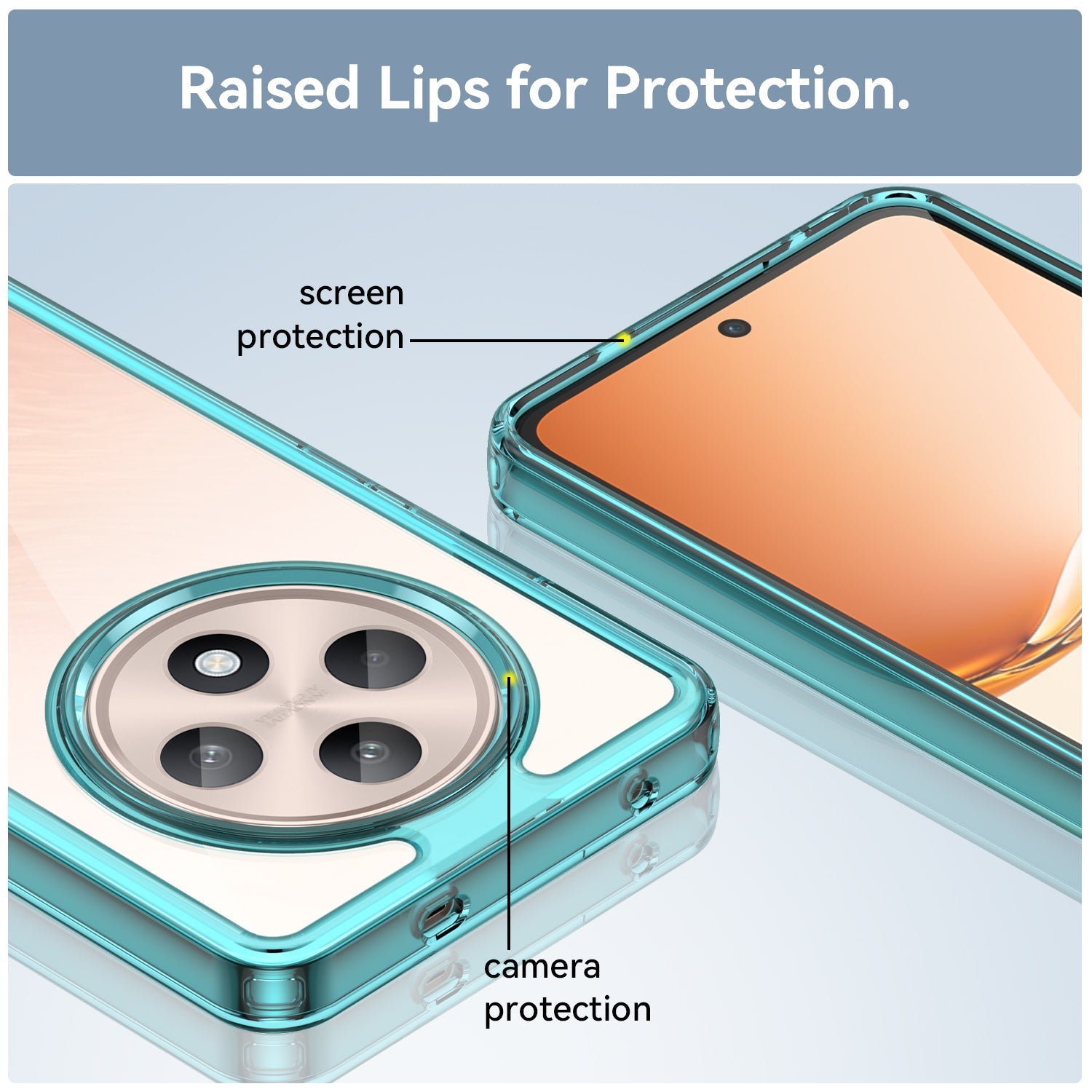 Oppo Reno 12F 5G Soft Gel Bumper Case [Clear Blue]