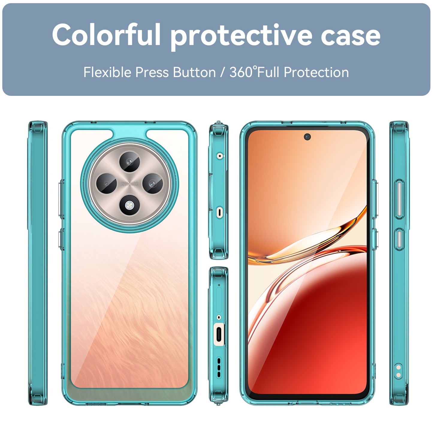 Oppo Reno 12F 5G Soft Gel Bumper Case [Clear Blue]