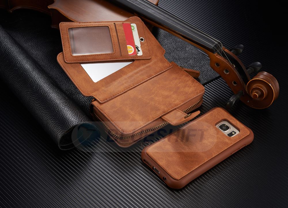 Samsung Galaxy S6 Deluxe Zipper Case Brown