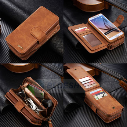 Samsung Galaxy S6 Edge Plus Deluxe Zipper Case Brown