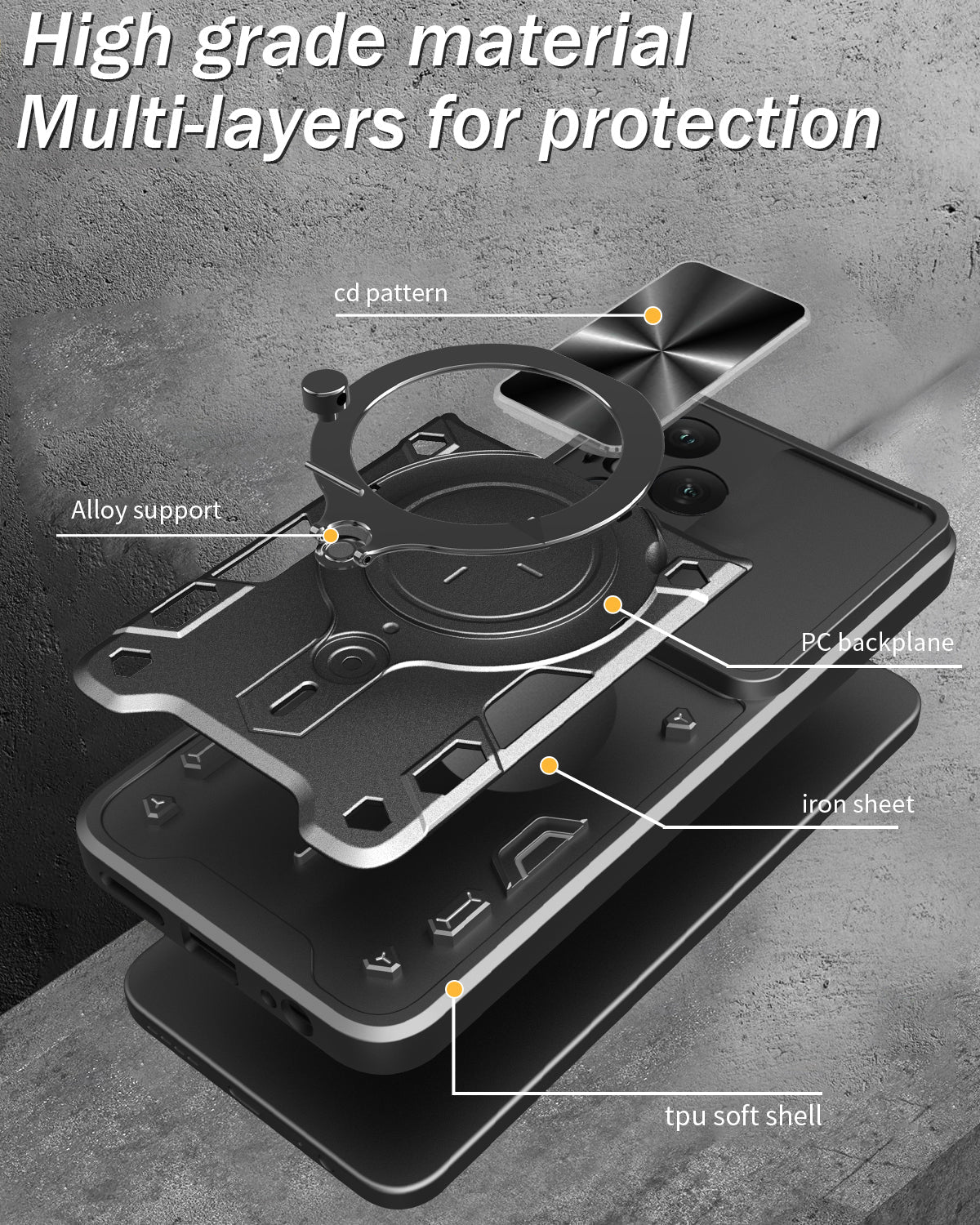 Honor 400 Pro Ring Kickstand Case [Black]