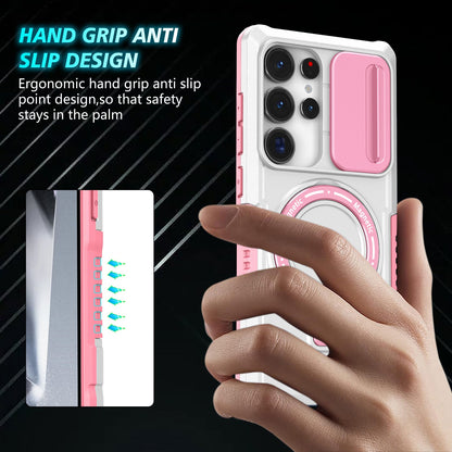 Galaxy S25 Ultra Magsafe Sliding Cover Case [Pinkwhite]
