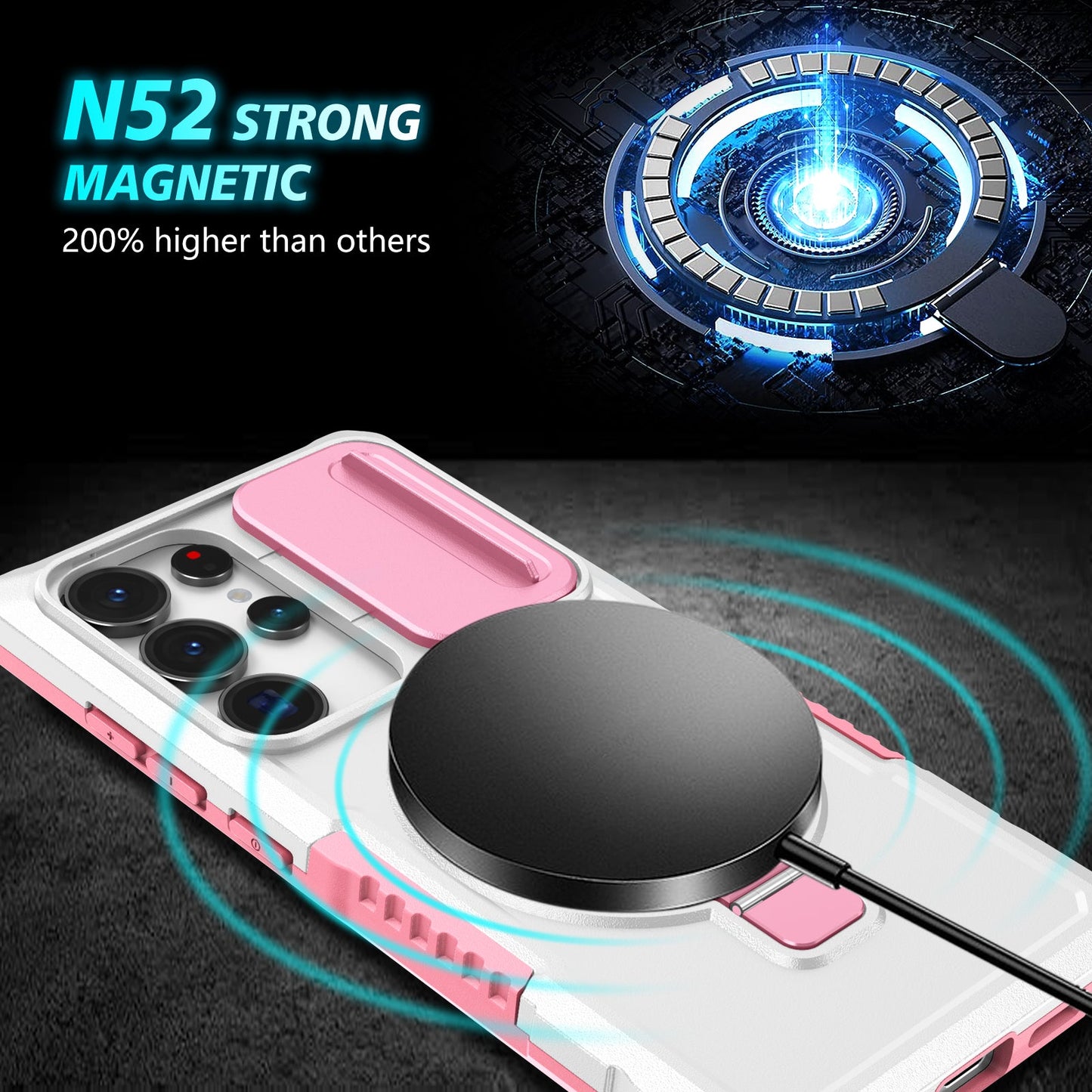 Galaxy S25 Ultra Magsafe Sliding Cover Case [Pinkwhite]