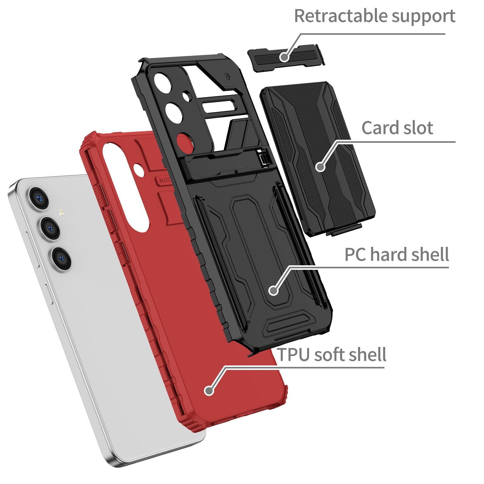Galaxy S25 Plus Kickstand Heavy Duty Case [Red]
