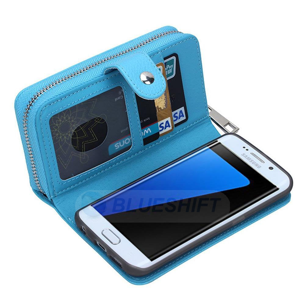 Samsung Galaxy S7 Edge Zipper Wallet Case LightBlue