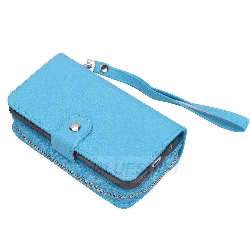 Samsung Galaxy S7 Edge Zipper Wallet Case LightBlue