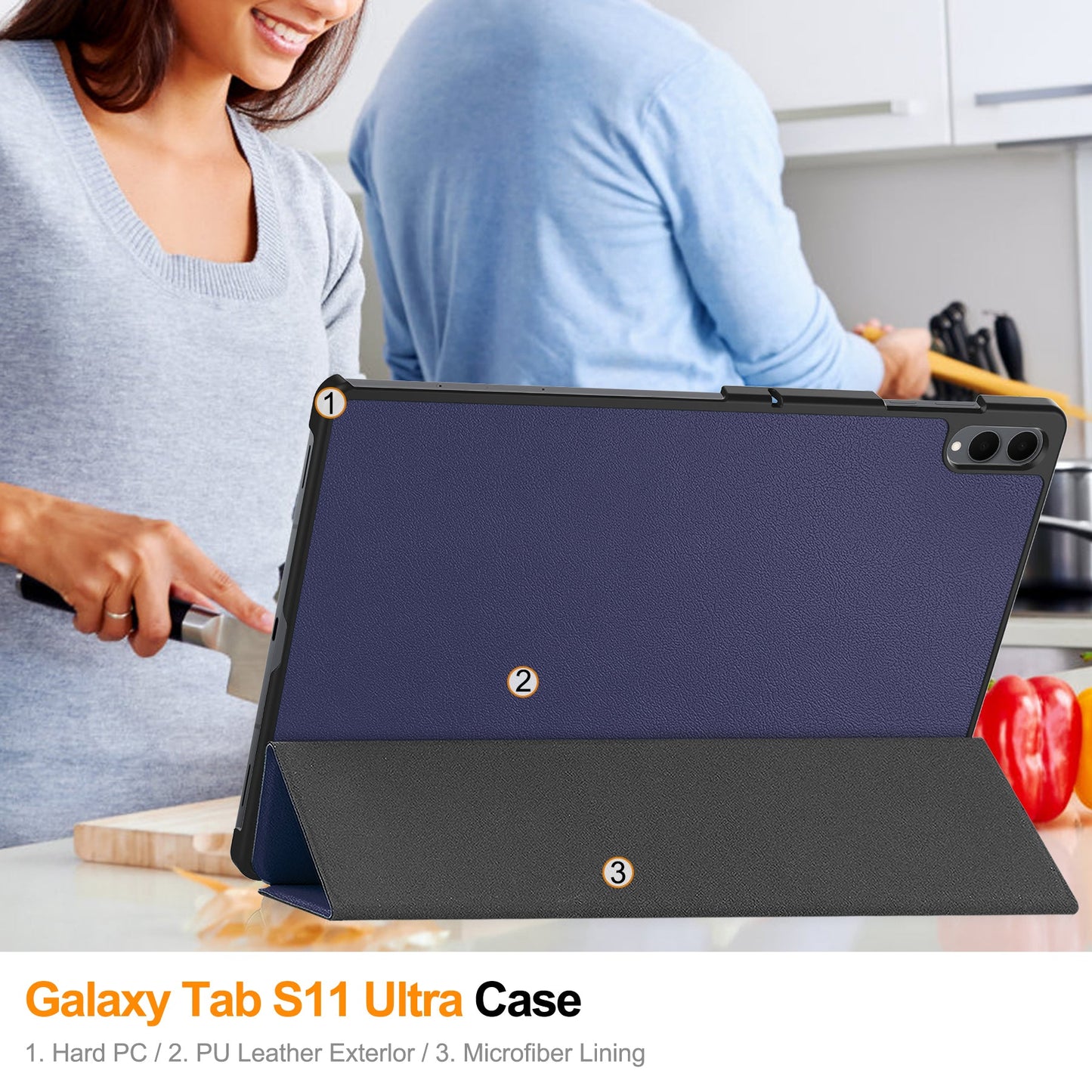 Galaxy Tab S11 Ultra Tri-fold Pu Case [Navy]