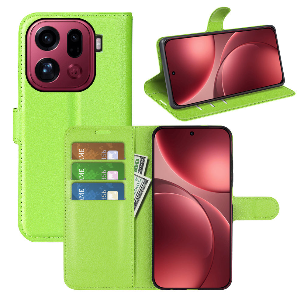 Oppo Find X9 Pro Pu Wallet Case [Green]
