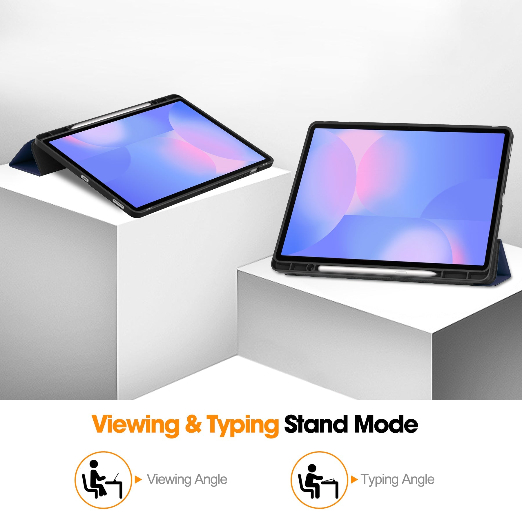 Tab S10Fe Plus Tri-Fold Pen Holder Case [Navy]