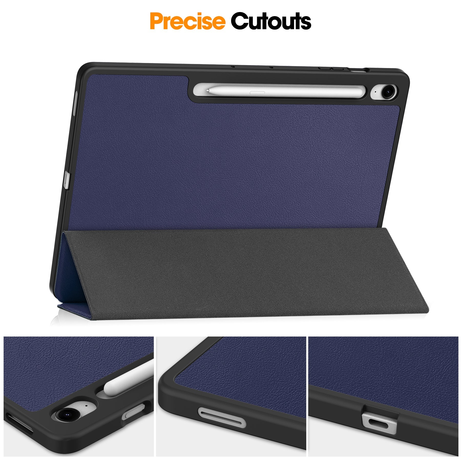 Tab S10Fe Plus Tri-Fold Pen Holder Case [Navy]