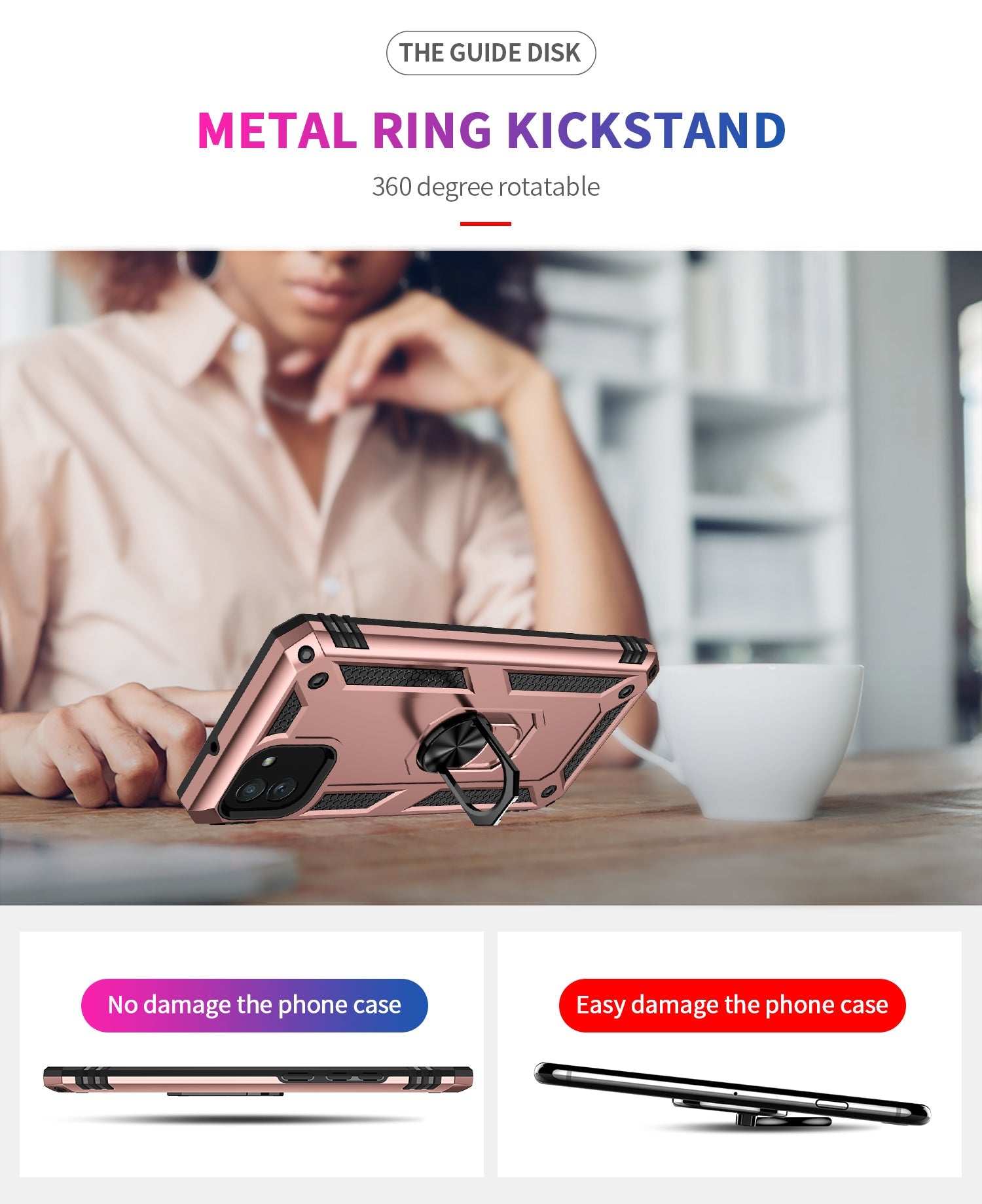 Galaxy A03 Military Armour Ring Case [Rosegold]