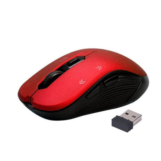 PROMATE Ergonomic Optical Tracking Wireless Mouse with Quick Forward/Back Buttons, 10m Working Rnage, Plug & Play. Red