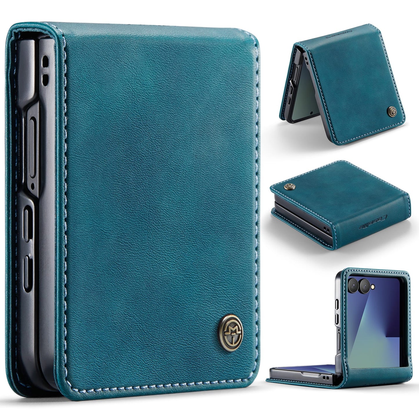 Galaxy Z Flip 7 Pu Leather Case [Teal]
